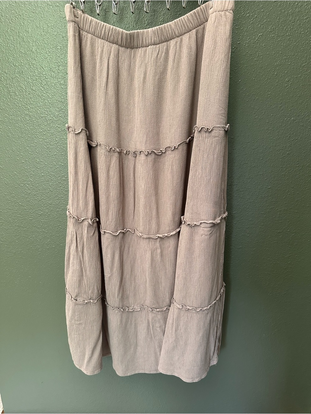 Hollister Taupe Tiered Maxi Skirt